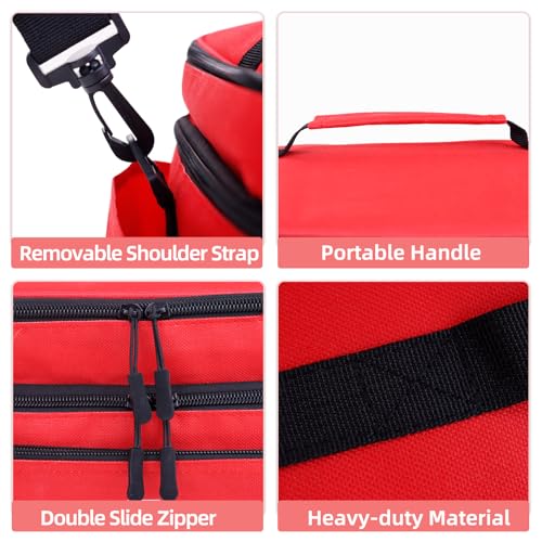 ALSLEA First Aid Bag Empty Large Medical Bag with Shoulder Strap 16”x 9½” x 7” Medicine Organizer Box Travel First Aid kit...