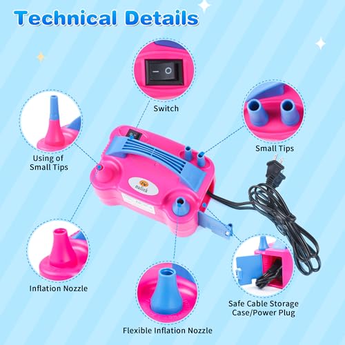Nulink Electric Balloon Pump, Portable Electric Balloon Blower Machine Balloon Air Pump Dual Nozzle 110V 600W Balloon Infl...