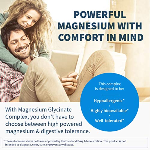Klaire Labs Magnesium Glycinate Complex - 100mg Bisglycinate Blend to Support Bone Health & Rest - Chelated for Improved Absorption - Gluten-Free & Hypoallergenic (100 Capsules)