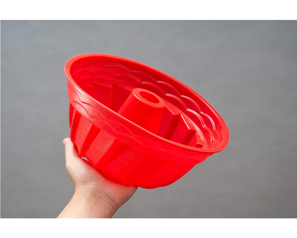 IELEK Silicone Fulted Pan Cake Nonstick Jello Molds Tube for Baking Cake, Jello, Gelatin, Bread, Para Gelatinas