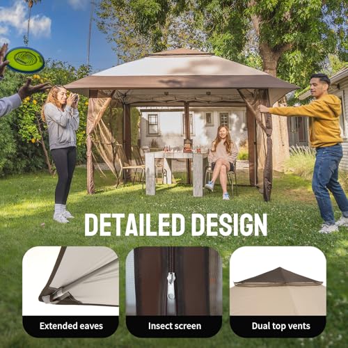 CROWN SHADES 13x13 Pop Up Gazebo, Canopy Tent, Gazebos on Clearance - Outdoor Gazebo for Backyard & Patio Furniture - Carp...