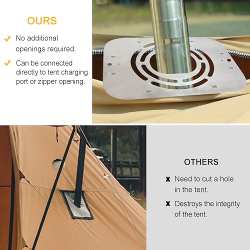 4 Season Tent + Tent Stove Jack, 2 Person Waterproof Tent, Stainless Steel Clip-On Stove Jack with Chimney Hole for Winter...