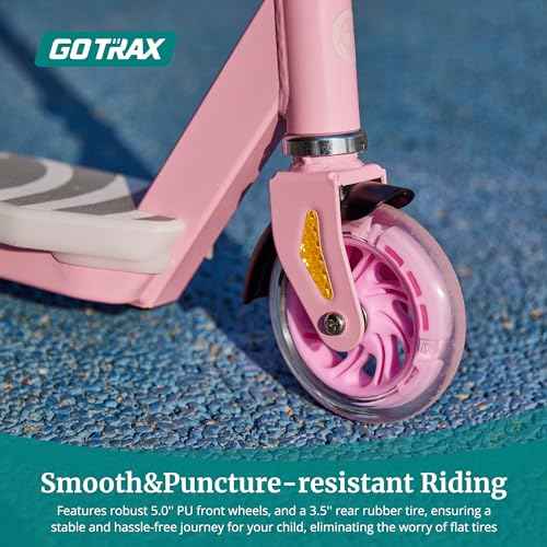 Gotrax Scout Pro Electric Scooter for Kids, Max 3 Mile Range, 6 Mph Speed by 80W Motor and Thumb Throttle, 5" Solid Wheels with Flash Wheel & Deck Lights, Max 110 Lbs Load for Boy & Girl Ages 4-7