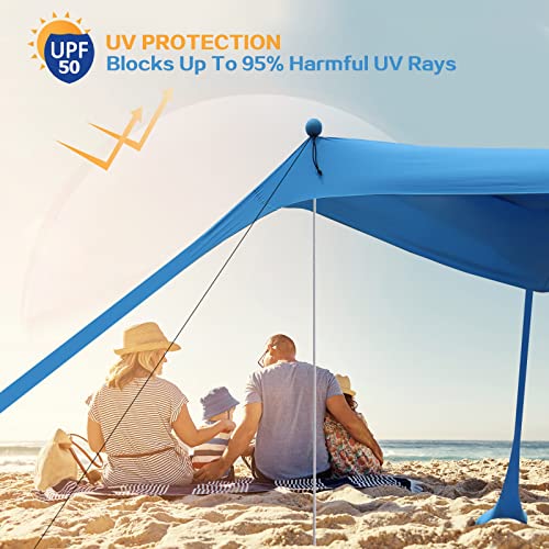 YENGIAM Beach Canopy Beach Tent Pop Up Shade 7.5X7.5 FT Portable Sun Shelter Extra Windproof Rope Stable Sun Protection wi...