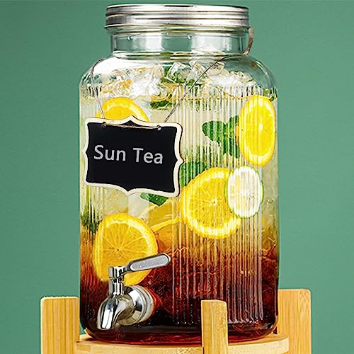 Mapeoes 1.5 Gallon Glass Drink Dispenser with Spigot, Large Glass Juice Beverage Water Jar for Party and Summer Fridge, Wi...
