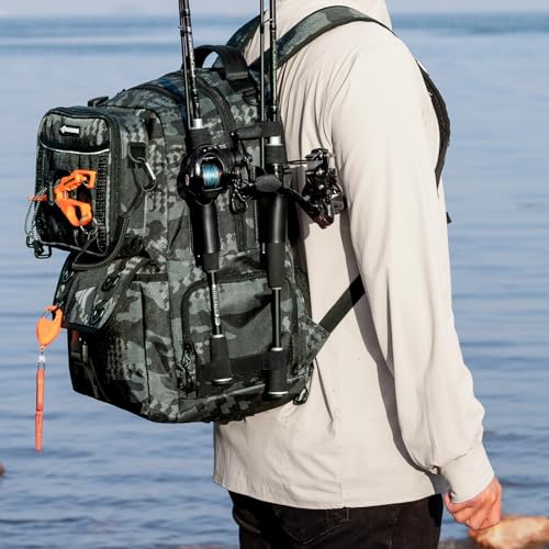 KastKing BaitSpace 50L Fishing Tackle Backpack with Removable Bait Binder,2 Rod Holders Storage Fishing Gear and Equipment