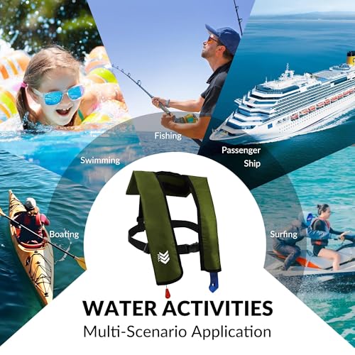 Automatic Inflatable Life Jackets for Adults Life Vests PFD Low Profile Load Capacity Up to 330lbs