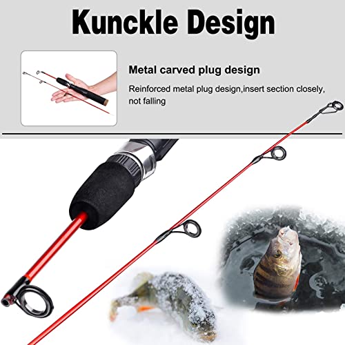 PLUSINNO Ultralight Winter Ice Fishing Rod Reel Combo 26/27/28 inch. Medium Light Fast Action Multi-Species Spinning Ice F...