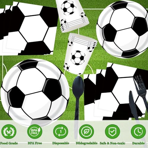 Soccer Birthday Party Decorations, 135PCS Soccer Decorations for Party Includes Soccer-Balloons Banner Backdrop Tablecloth...