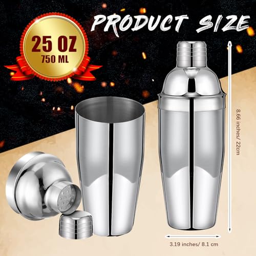 Nitial 6 Pcs 25 oz Stainless Steel Cocktail Shaker No Leaks Martini Shaker with Built In Strainer Bar Bartender Margarita ...