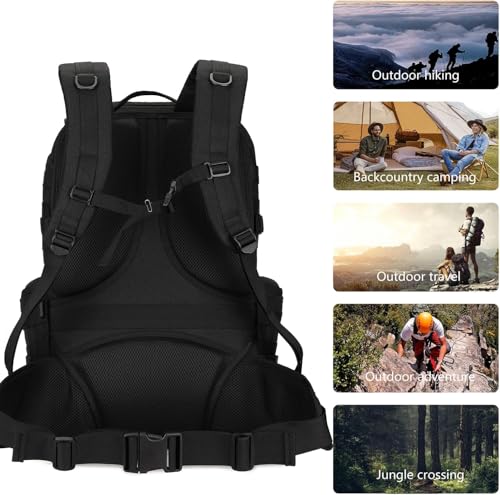 HongXingHai 50L Military Tactical Backpack 3 Day Assault Pack Molle Daypack Hiking Backpack for Men and Women (Black)