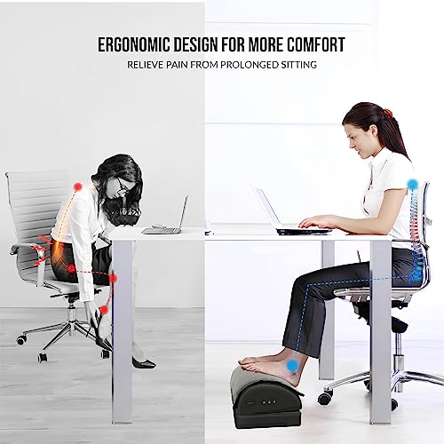 Snailax Foot Rest Under Desk at Work, Heated Under Desk Foot Stool with Double Layer Adjustable Height, Feet Warmer with V...
