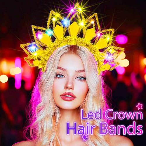 Zoestar St. Patrick's Day LED Headband Glow Rave Headbands Irish Party Light Up Crown Hair Accessories for Women