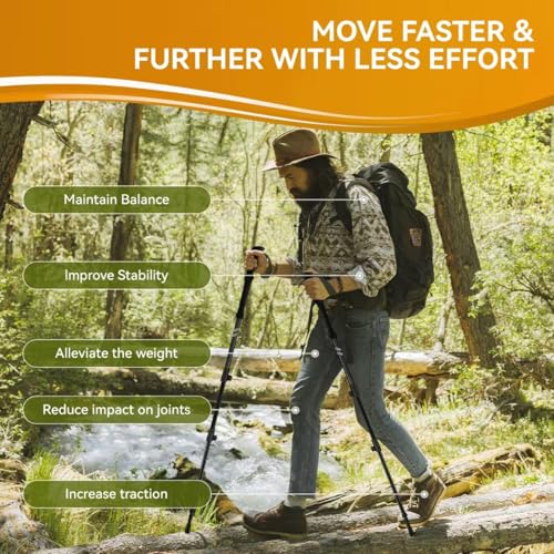 Twsitte Collapsible Hiking Poles, Lightweight Aluminum Adjustable Walking Poles,Carbon Fiber Trekking Poles with Flip Lock...