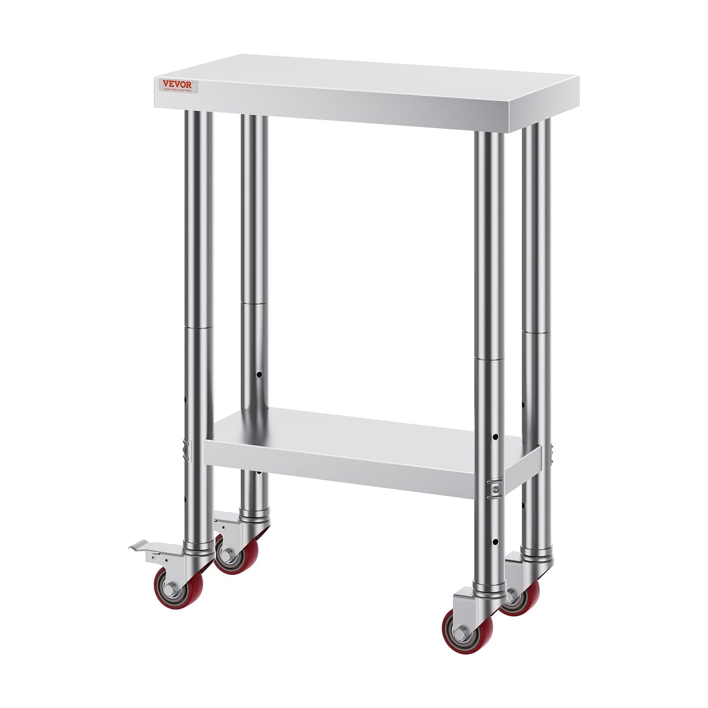 Vevor Stainless Steel Work Table with Wheels 24 x 12 x 32 Inch Prep Table with 4 Casters Heavy Duty Work Table for Commercial Kitchen Restaurant Business : Industrial & Scientific