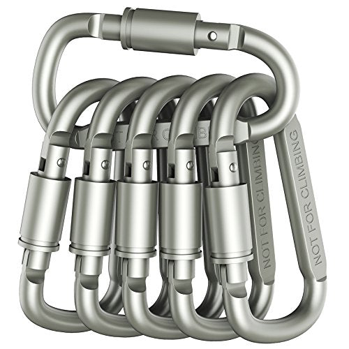 Outmate Premium Aluminum D-Ring Locking Carabiners (Pack of 6) - Lightweight & Durable for Hiking, Camping, Keychains, Dog...