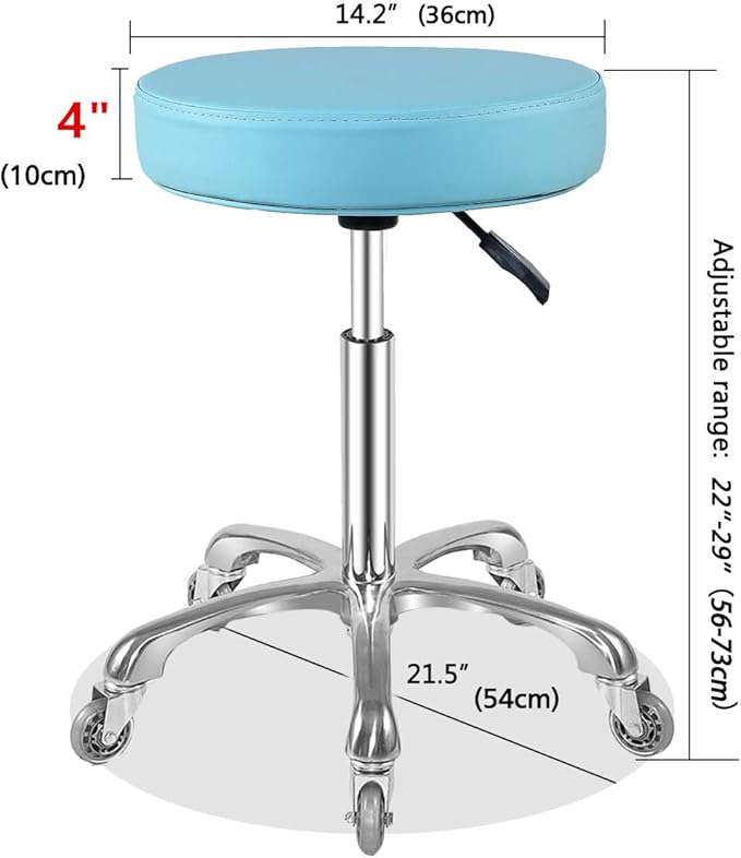 Ainilaily Rolling Stool with Wheels Heavy Duty Hydraulic for Shop Guitar Lab Tattoo Workbench Medical,Adjustable Swivel Stool Chair (Cyan)