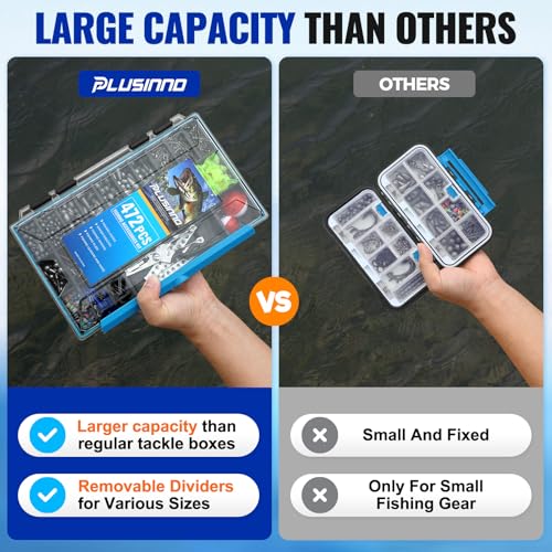 472PCS Fishing Accessories Kit, Waterproof Tackle Box with Tackle Included, Fishing Gifts for Men Included Hooks, Weights,...