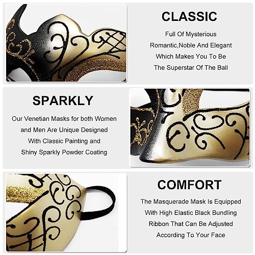 Ralleyfun Masquerade Mask for Men Couple Venetian Mask for Halloween Mardi Gras Costume Party Prom Ball
