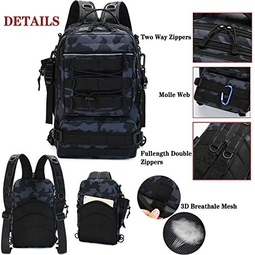 Meprona Fishing Tackle Backpack Storage Bag, Outdoor Shoulder Backpack, Fishing Gear Bags with Rod Holder and Fishing Plier