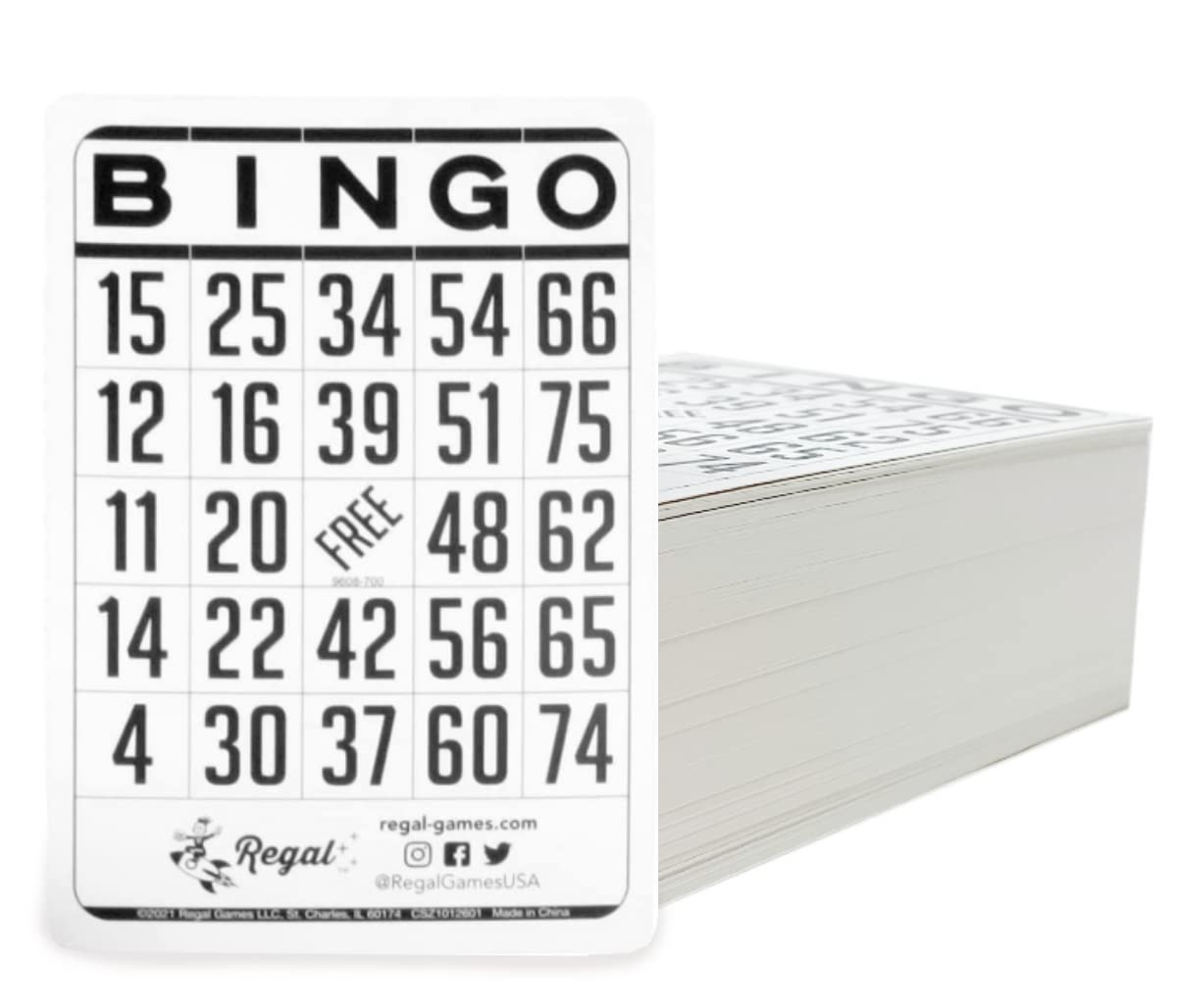 Regal Bingo Classic Bingo Cards Deck Reusable - Bingo Games for Family - 200 Playing Cards - White