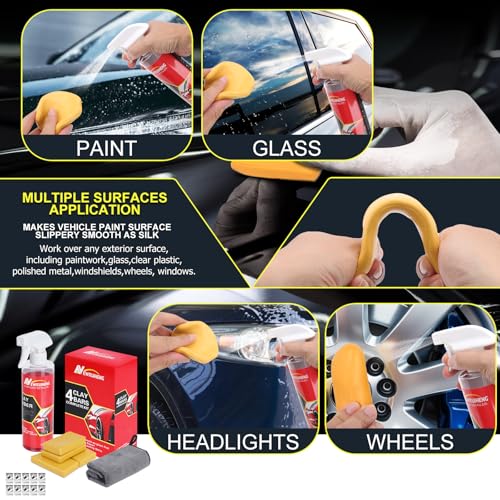 Newruiheng Car Clay Bars Auto Detailing and Clay Synthetic Lubricant Kit with 4 PCS Clay Bars, Clay bar Lubricant Tablets ...