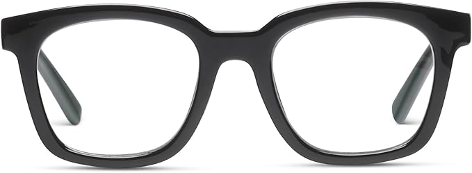 Peepers by PeeperSpecs Women's to The Max Square Blue Light Blocking Reading Glasses, Black, 49 + 1.5