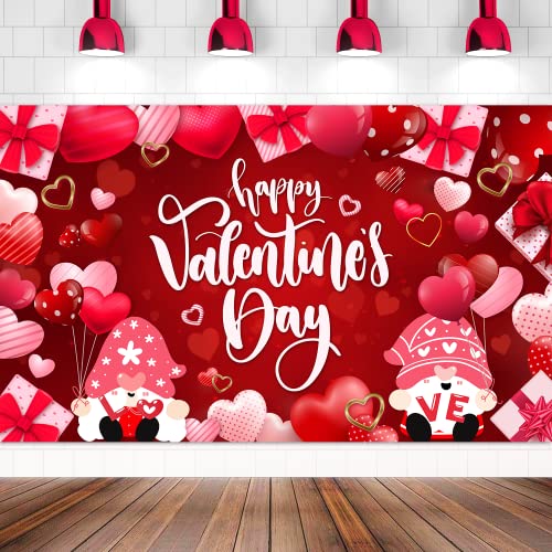 Large 71" X 43" Valentine's Day Backdrop, Red Pink Photography Background for Happy Valentine Party Decorations and Banner