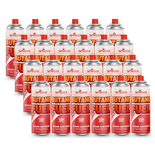Spozer Butane Refill Canisters 227g (8oz) Premium Butane Fuel for Camping Stoves & Kitchen Torches – Portable Gas Canister...