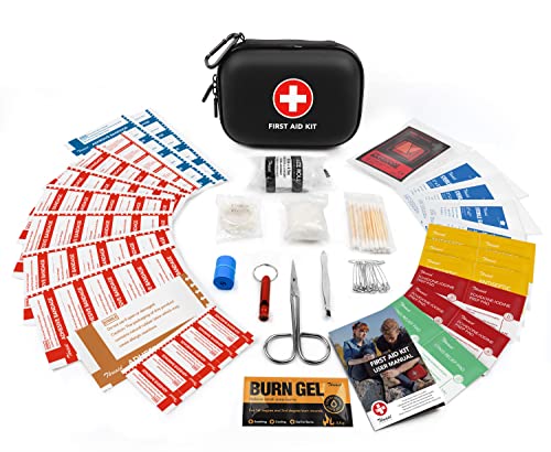 Mini First Aid Kit, 100 Pieces Water-Resistant Hard Shell Small Case - Perfect for Travel, Outdoor, Home, Office, Camping,...