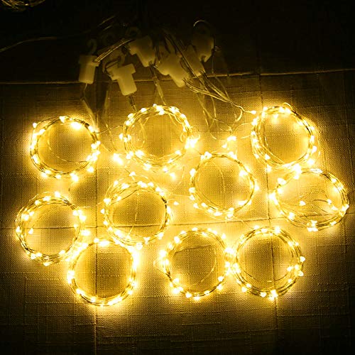 HOME LIGHTING Window Curtain String Lights, 300 LED 8 Lighting Modes Fairy Copper Light with Remote, USB Powered for Chris...