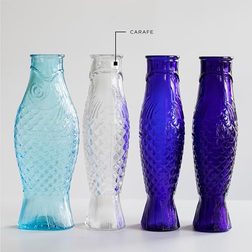 Serax Glass Water Pitcher | Fish & Fish glassware by Paola Navone | Wine Carafe Decanter 28.74 fl oz | Clear Bottle Contai...