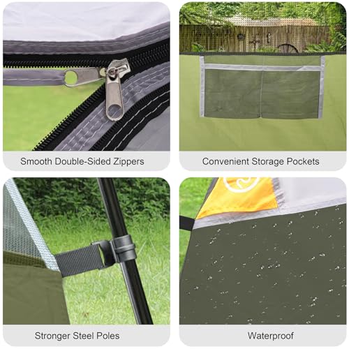 CAMPROS CP Tents for Camping 6 Person Tent Waterproof Windproof Double Layer Family Camping Tent, Easy Setup Dome Tent wit...