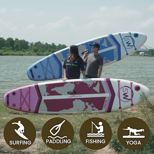 11'/6"×34" Inflatable Stand Up Paddle Board for Adults & Beginner SUP, Backpack, Removable Fin, Ankle Leash, Phone Case & ...