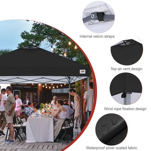 ABCCANOPY Replacement Canopy Top for Easy Pop up Canopy Tent 10x10, Black