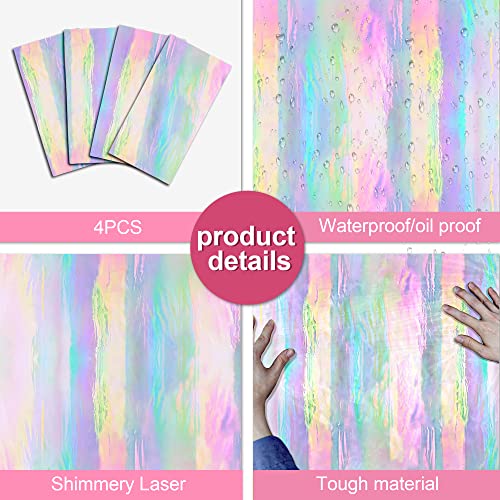 OHOME 4 Pack Iridescence Plastic Tablecloths Disposable Galentines Day Decorations New Years Birthday Disco Bachelorette B...