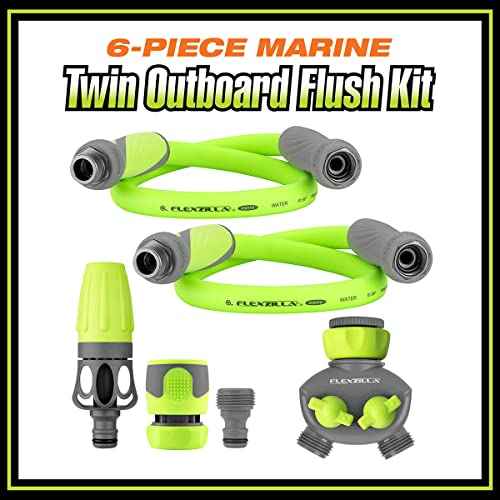 Flexzilla Marine Twin Outboard Flush Kit, 6-Piece 5/8" 3/4" - 11 1/2 GHT - HFZGSK01