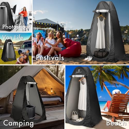 Portable Pop-Up Privacy Tent – Black/Green & Carry Bag. Outdoor Shower, Toilet, and Changing shelter. Water-Repellent, Com...