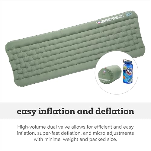 Big Agnes Campmeister Deluxe - Insulated Sleeping Pad, Ultralight Inflatable Mat For Camping, All Season Compact Backpacki...