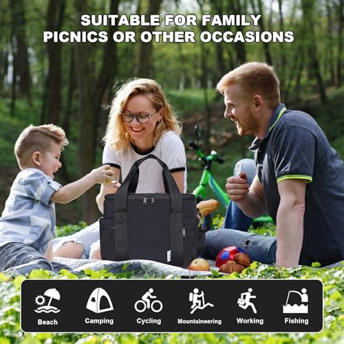 NOL Natural Organic Lifestyle Women's Nylon Lunch Cooler Cute Quilted Lunch Bag Large Leakproof Insulated Lunch Tote Bag f...