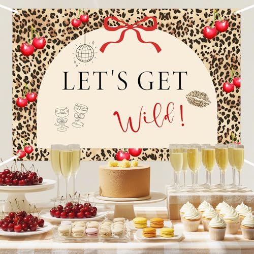 Let's Get Wild Backdrop Leopard Photography Background Cherry Cheetah Backdrop for Jungle Safari Animal Birthday Bachelore...