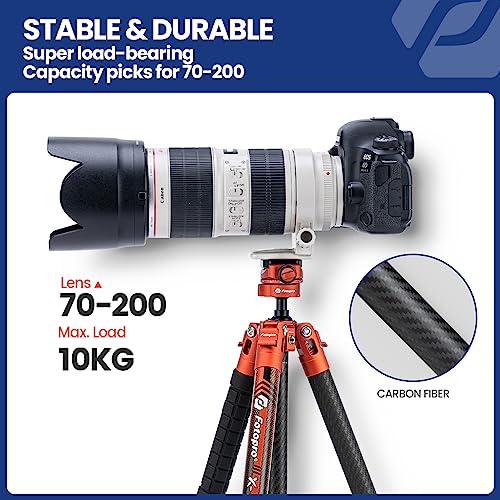 Fotopro Carbon Fiber Tripod 1.7lbs Ultralight 62 Inch Portable Compact Travel Tripod for Camera DSLR Load up to 22lbs X-Ai...