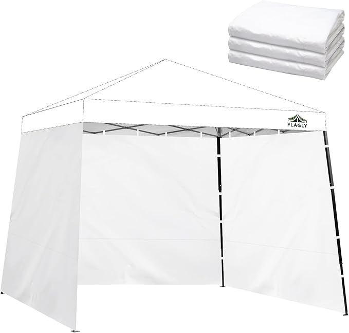 FLAGLY Slant Leg Canopy Sidewall - 3 Pack 300D Waterproof Attachable Tent Wall for 10x10ft Canopy, Privacy Shade for Outdo...