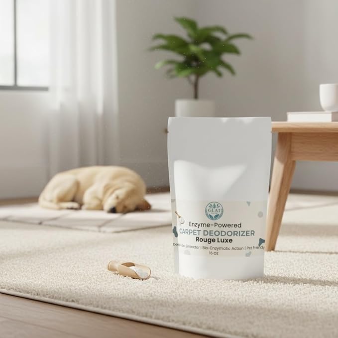 Enzyme-Powered Carpet Deodorizer (Powder) - Rouge Luxe | Natural Pet Odor Eliminator | Bio-Enzymatic Formula, Premium Performance, Eco Friendly | 16 oz