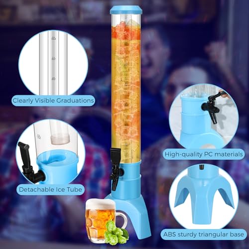 Domensi 6 Pcs Drink Tower Dispenser Mimosa Tower with Ice Tube and Bottomless Mimosa Lunch Beer Beverage Drink Tabletop Li...