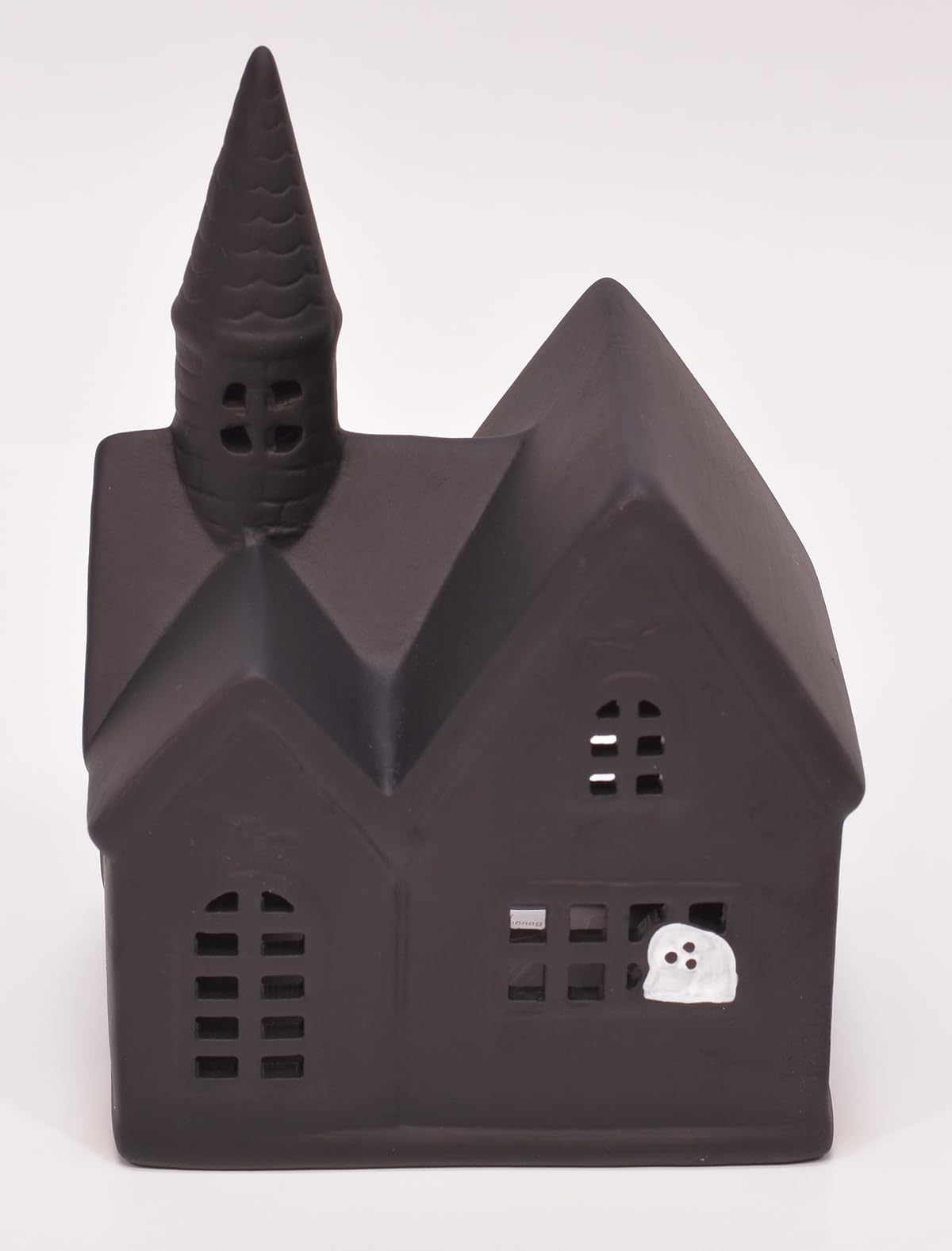 Mark Feldstein & Associates Black Porcelain Haunted Halloween LED Village, with Trees and Color Changing Tealights, 10 Piece Set
