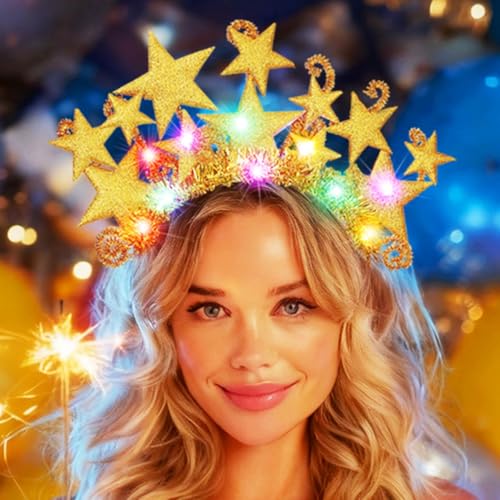 GORTIN Light up Star Headband LED Glowing Costume Headpiece Rave Hair Accessories for Women