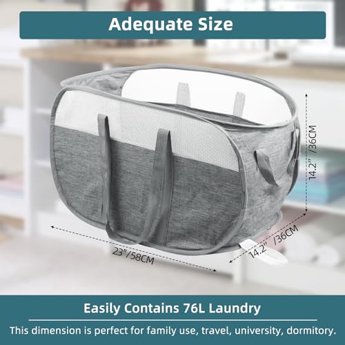 Collapsible Laundry Baskets, Tear Proof Pop Up Laundry Hamper with Dual Handles, Durable Foldable Laundry Basket, Easy to ...