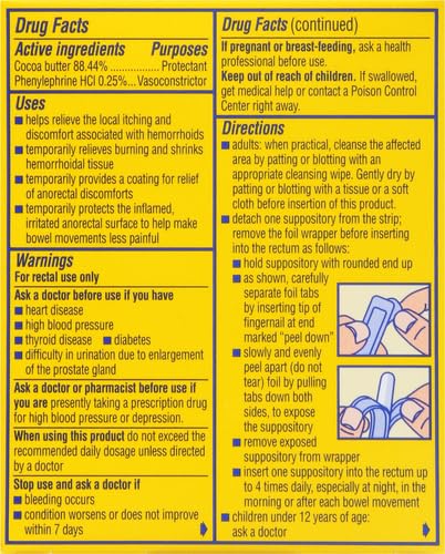 Preparation H Hemorrhoid Suppositories for Itching and Discomfort Relief - 12 Count (Pack of 2)