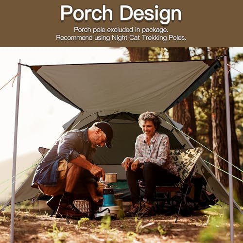 Night Cat Camping Tent 2 3 Persons with Porch Family Backpacking Tent Double Layers Waterproof Easy Clip Setup 7x6x4.3ft P...
